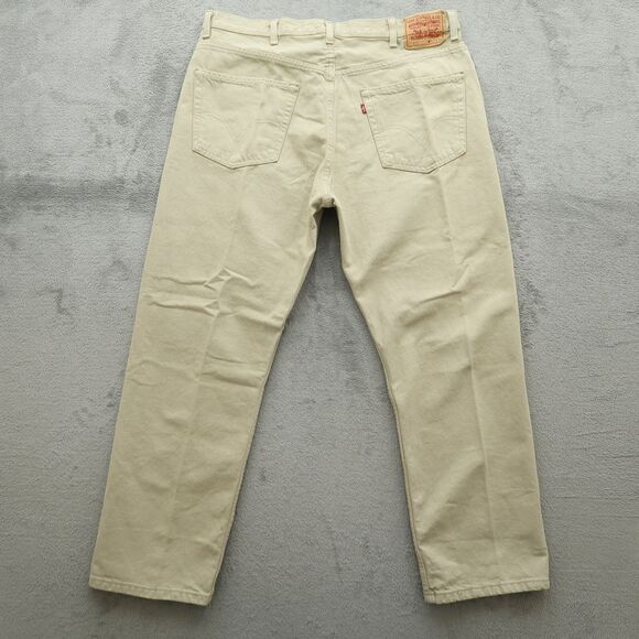 Levi's 505 Jeans Mens Fits 38x30 (Size 40x30) Beige Regular Straight 100% Cotton - Picture 8 of 16